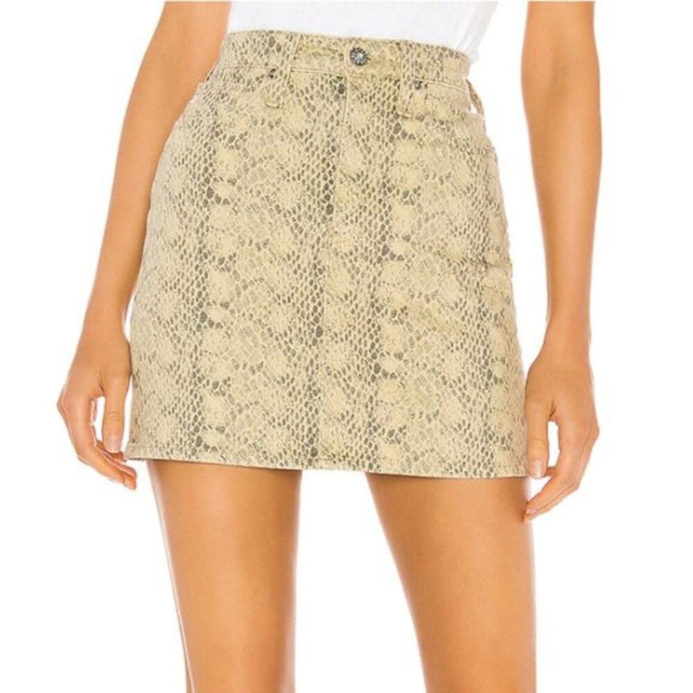 AG Adriano Goldschmied The Vera Denim Snakeskin Mini Skirt (b24)